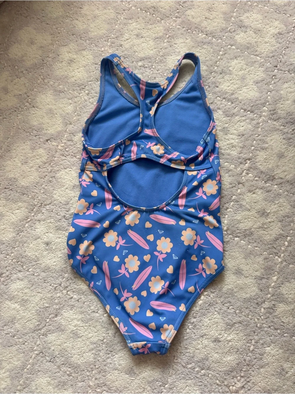 Roxy Girls' Blue Floral One-Piece Swimsuit - Pink & Yellow Print